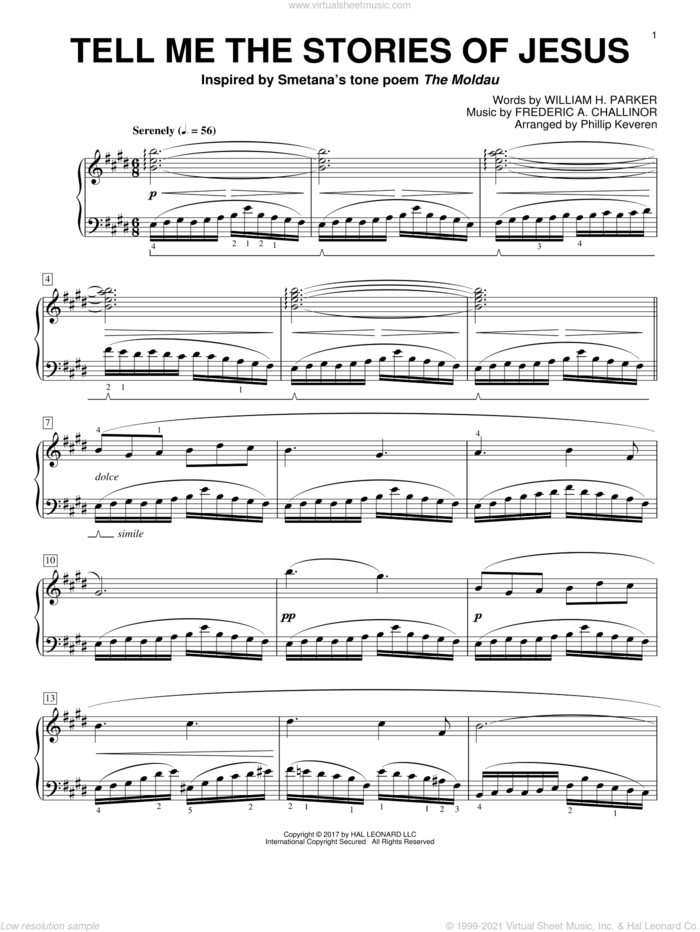 Tell Me The Stories Of Jesus (arr. Phillip Keveren) sheet music for piano solo by William H. Parker, Phillip Keveren and Frederic A. Challinor, intermediate skill level