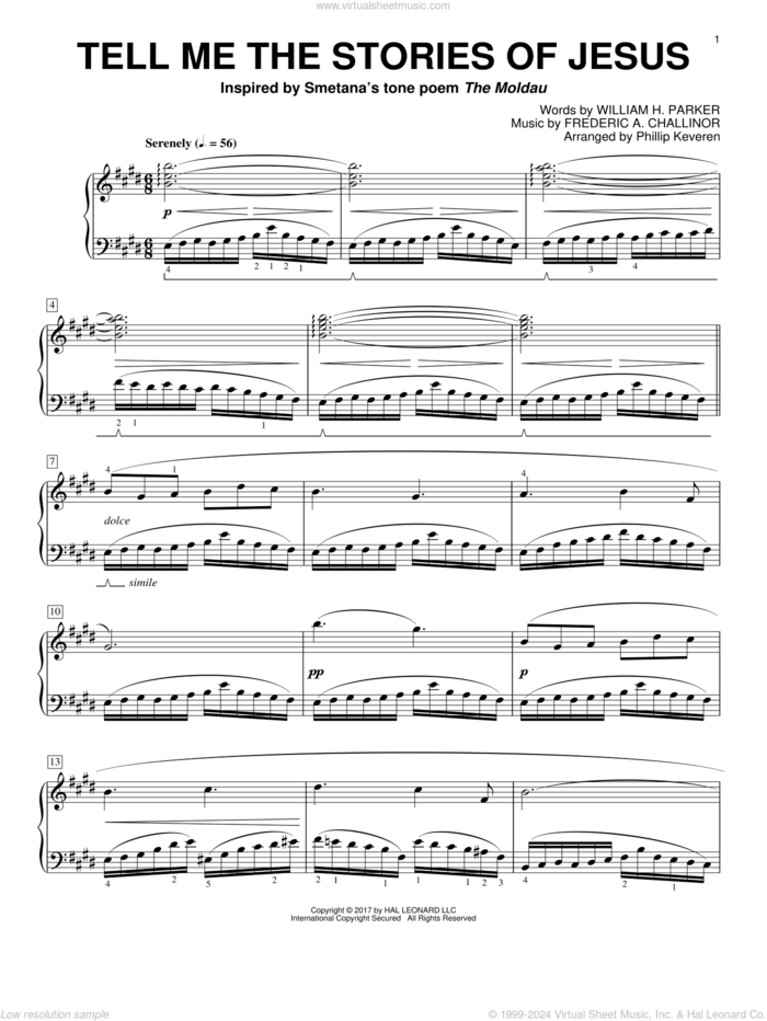 Tell Me The Stories Of Jesus (arr. Phillip Keveren) sheet music for piano solo by William H. Parker, Phillip Keveren and Frederic A. Challinor, intermediate skill level