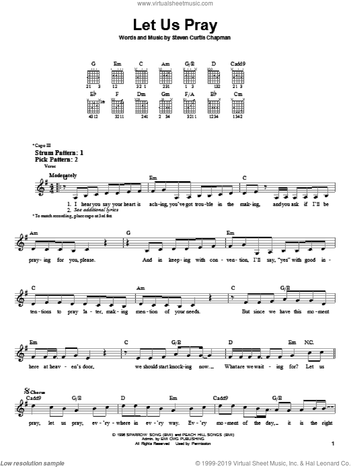 Let Us Pray sheet music for guitar solo (chords) by Steven Curtis Chapman, easy guitar (chords)