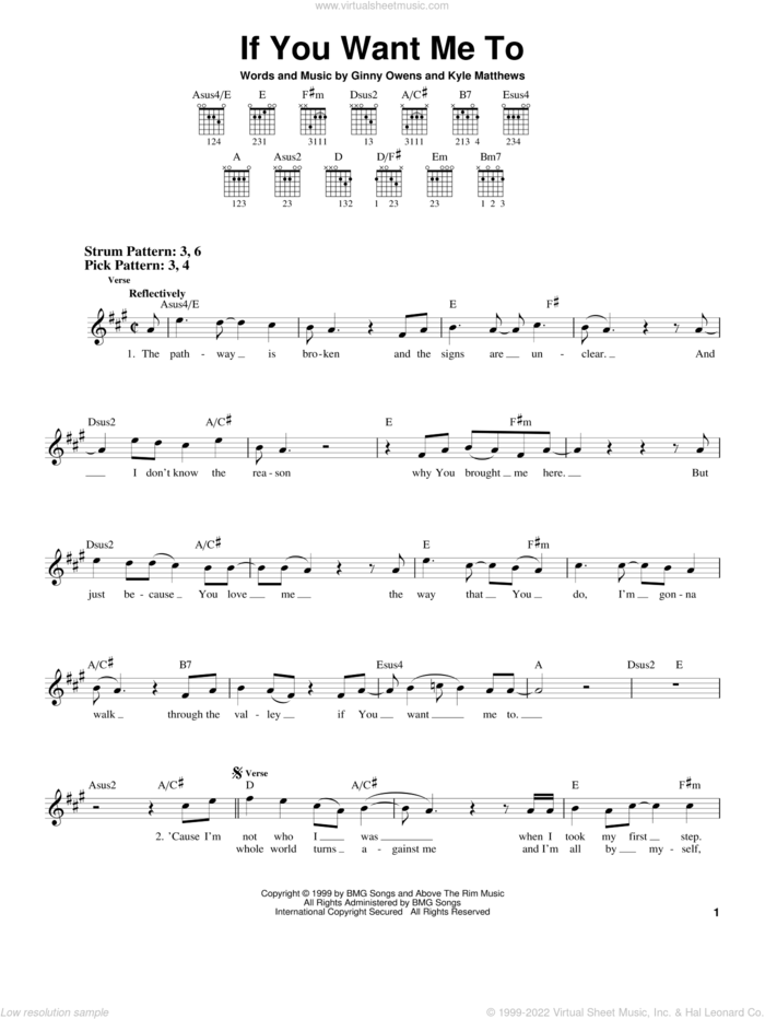 If You Want Me To sheet music for guitar solo (chords) by Ginny Owens and Kyle Matthews, easy guitar (chords)