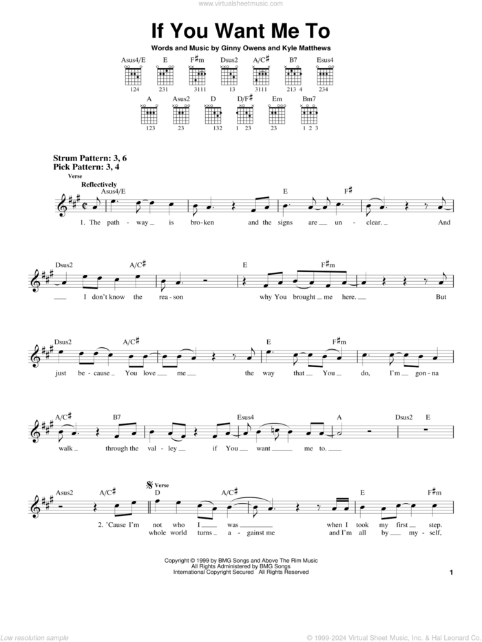 If You Want Me To sheet music for guitar solo (chords) by Ginny Owens and Kyle Matthews, easy guitar (chords)