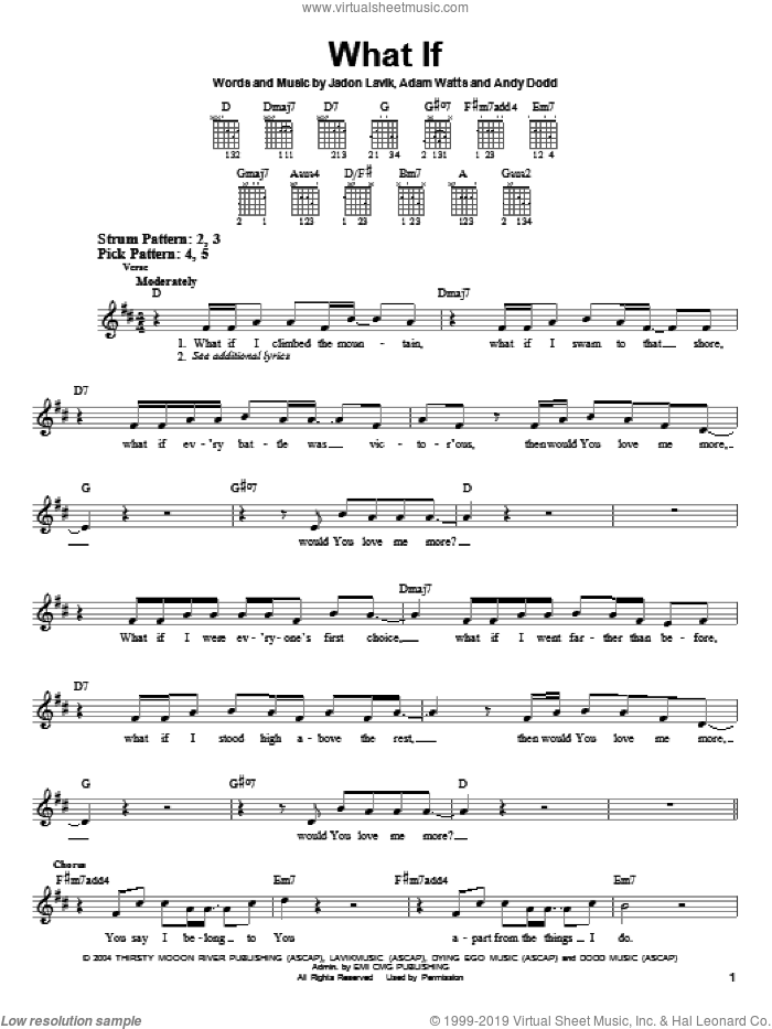 What If sheet music for guitar solo (chords) by Jadon Lavik, Adam Watts and Andy Dodd, easy guitar (chords)