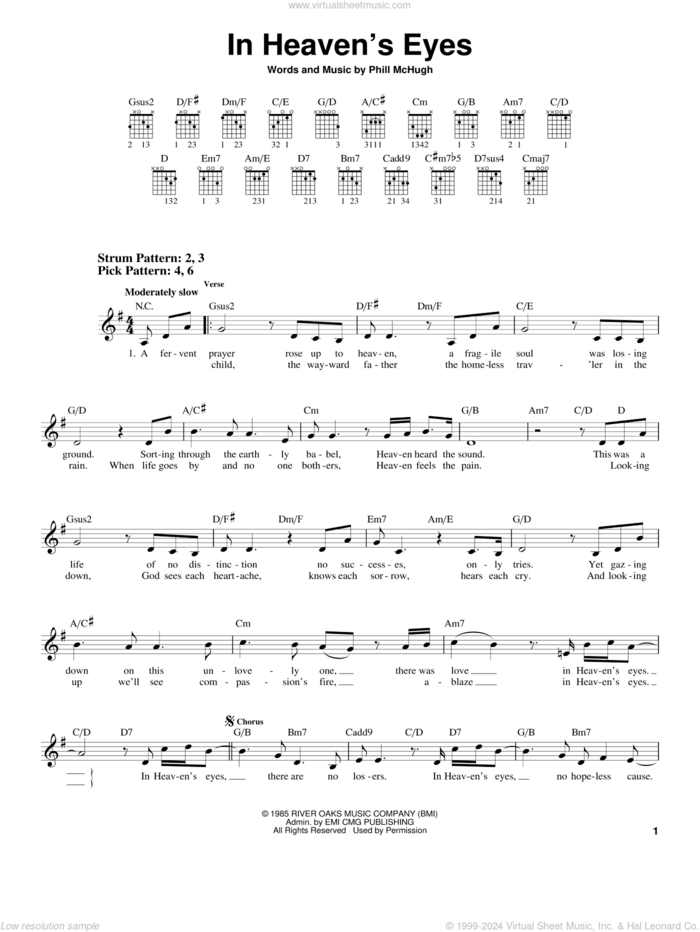 In Heaven's Eyes sheet music for guitar solo (chords) by Sandi Patty and Phill McHugh, easy guitar (chords)