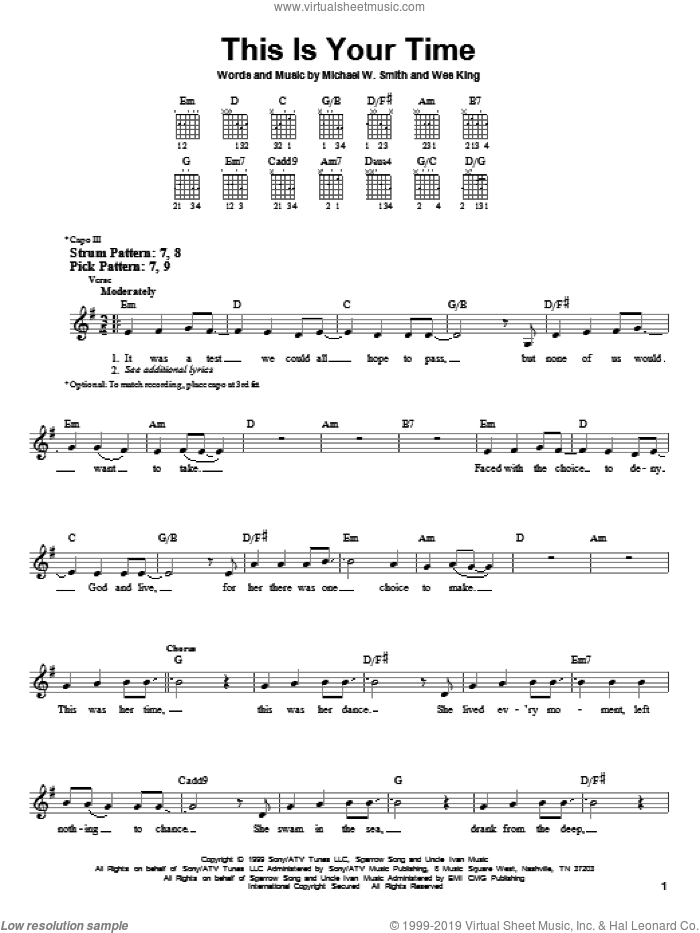 This Is Your Time sheet music for guitar solo (chords) by Michael W. Smith and Wes King, easy guitar (chords)