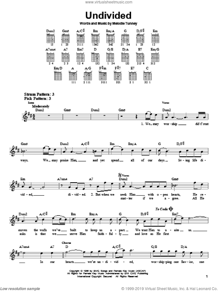 Undivided sheet music for guitar solo (chords) by First Call and Melodie Tunney, easy guitar (chords)