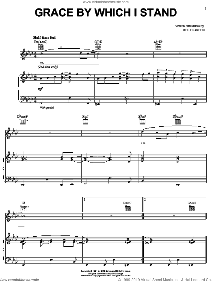 Grace By Which I Stand sheet music for voice, piano or guitar by Steve Green and Keith Green, intermediate skill level