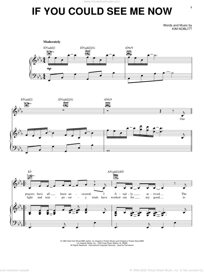 If You Could See Me Now sheet music for voice, piano or guitar by Truth and Kim Noblitt, intermediate skill level