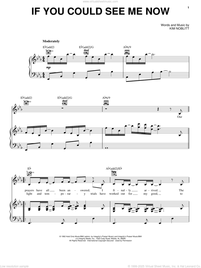 If You Could See Me Now sheet music for voice, piano or guitar by Truth and Kim Noblitt, intermediate skill level