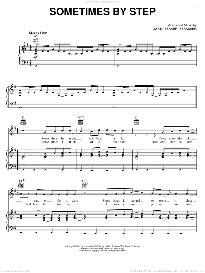 Sometimes By Step sheet music for voice, piano or guitar by Rich Mullins and David Strasser Beaker, intermediate skill level