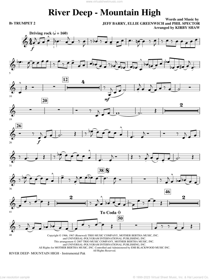 River Deep, mountain high (arr. kirby shaw) sheet music for orchestra/band (Bb trumpet 2) by Kirby Shaw, Tina Turner, Ellie Greenwich, Jeff Barry and Phil Spector, intermediate skill level
