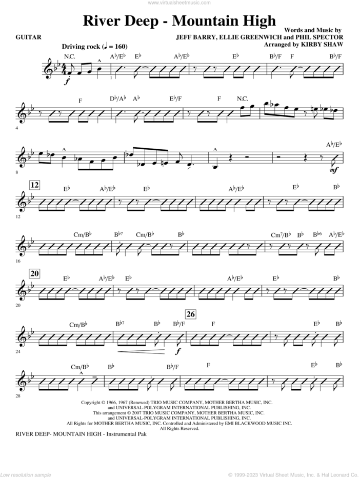 River Deep, mountain high (arr. kirby shaw) sheet music for orchestra/band (guitar) by Kirby Shaw, Tina Turner, Ellie Greenwich, Jeff Barry and Phil Spector, intermediate skill level