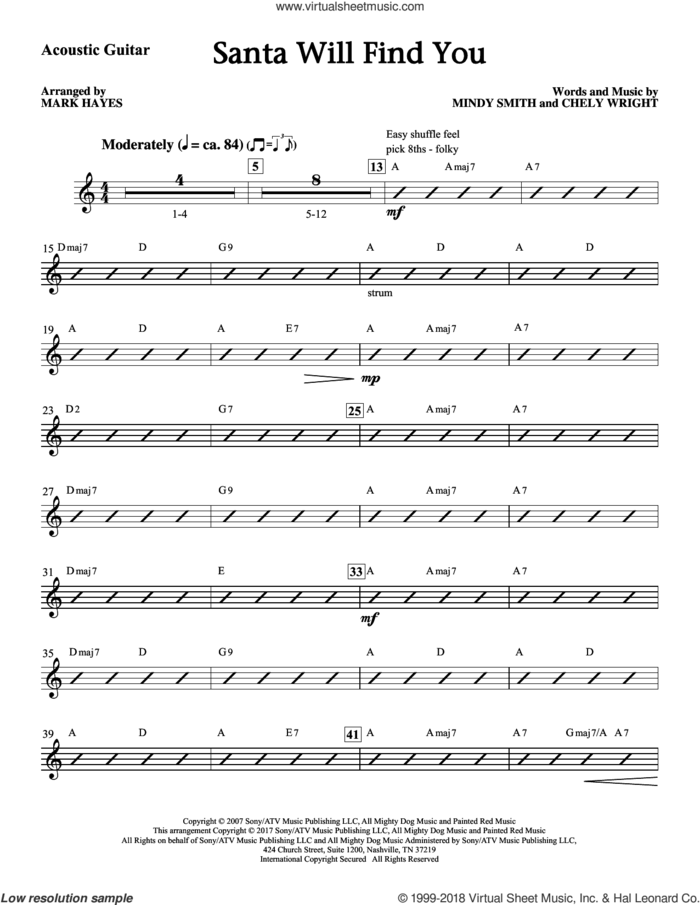 Santa Will Find You (complete set of parts) sheet music for orchestra/band by Mark Hayes, Chely Wright and Mindy Smith, intermediate skill level