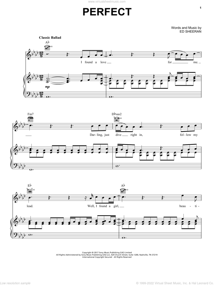 Perfect sheet music for voice, piano or guitar by Ed Sheeran, intermediate skill level