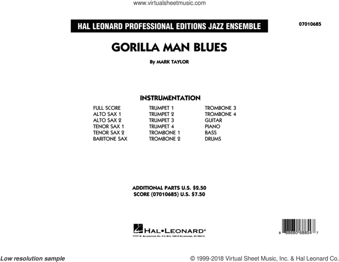 Gorilla Man Blues (COMPLETE) sheet music for jazz band by Mark Taylor, intermediate skill level