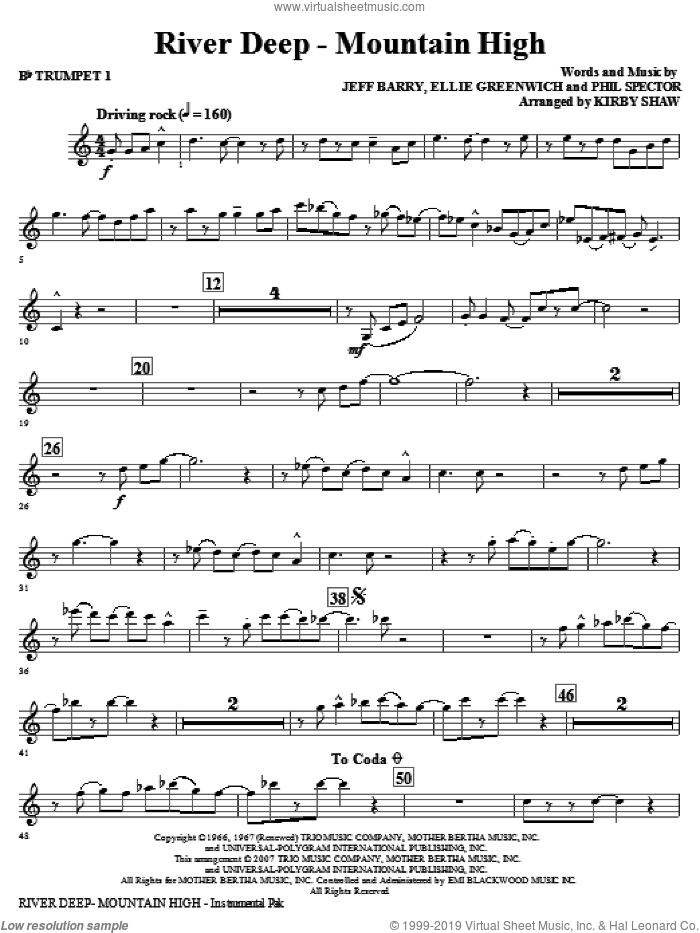 River Deep - Mountain High (arr. Kirby Shaw) (complete set of parts) sheet music for orchestra/band by Kirby Shaw, Ellie Greenwich, Jeff Barry, Phil Spector and Tina Turner, intermediate skill level