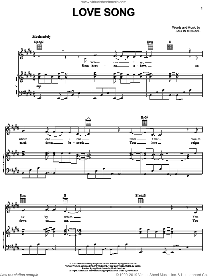 Love Song sheet music for voice, piano or guitar by Jason Morant, intermediate skill level
