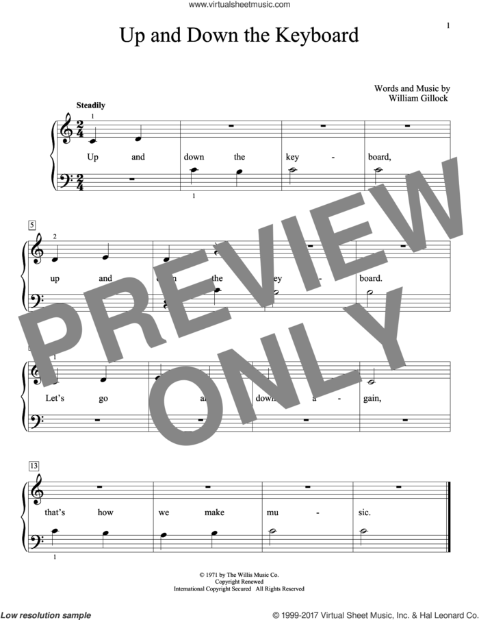 Up And Down The Keyboard sheet music for piano solo (elementary) by William Gillock, beginner piano (elementary)