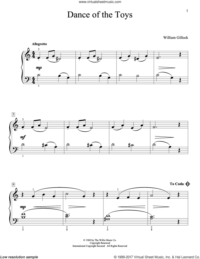 Dance Of The Toys sheet music for piano solo (elementary) by William Gillock, beginner piano (elementary)