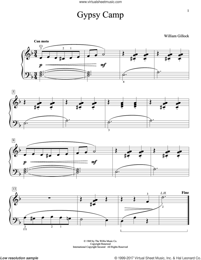 Dance Under the Stars sheet music for piano solo (elementary) by William Gillock, beginner piano (elementary)