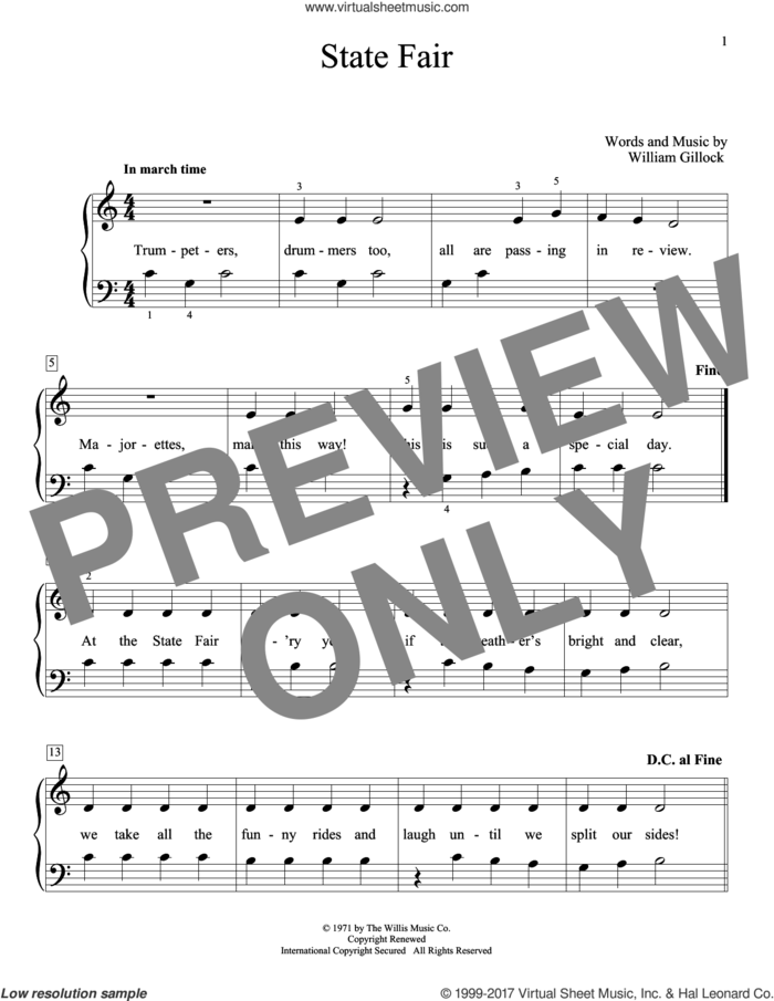 State Fair sheet music for piano solo (elementary) by William Gillock, beginner piano (elementary)