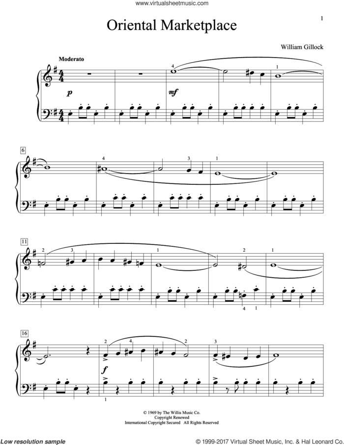 Enchanting Marketplace sheet music for piano solo (elementary) by William Gillock, beginner piano (elementary)