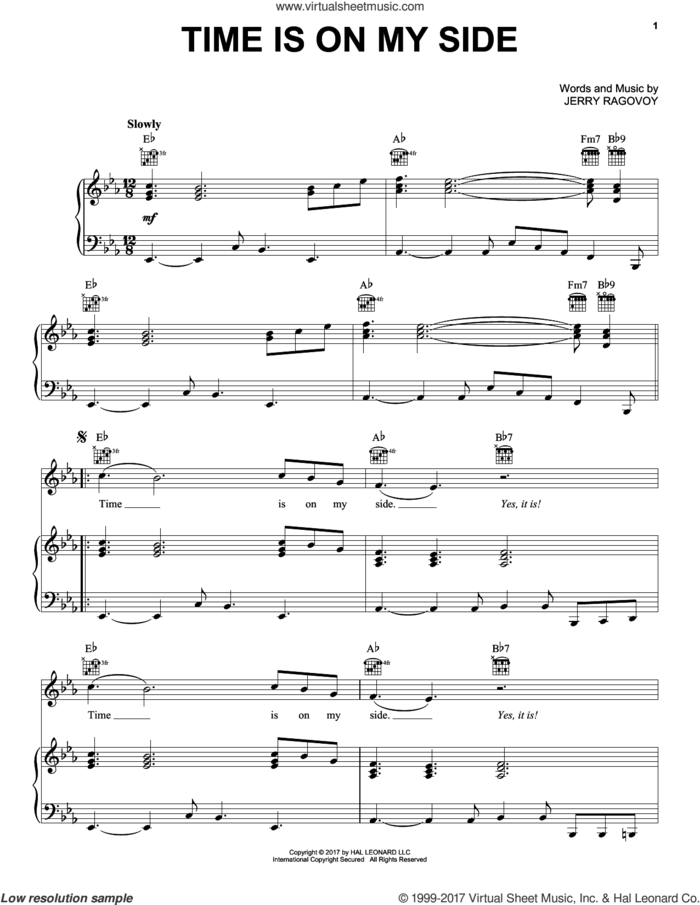 Time Is On My Side sheet music for voice, piano or guitar by The Rolling Stones and Jerry Ragovoy, intermediate skill level