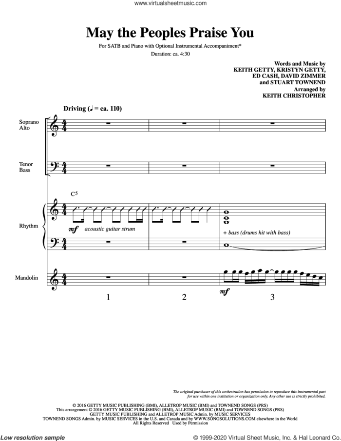 May the Peoples Praise You (COMPLETE) sheet music for orchestra/band by Ed Cash, David Zimmer, Keith & Kristyn Getty, Keith Christopher, Keith Getty, Kristyn Getty and Stuart Townend, intermediate skill level