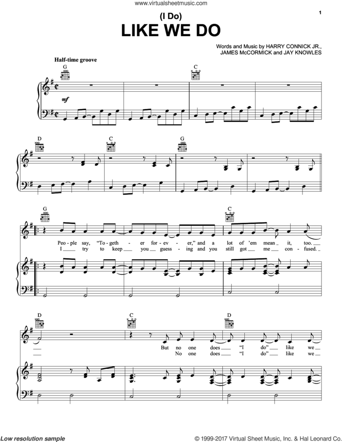 (I Do) Like We Do sheet music for voice, piano or guitar by Harry Connick Jr., James McCormick and Jay Knowles, intermediate skill level