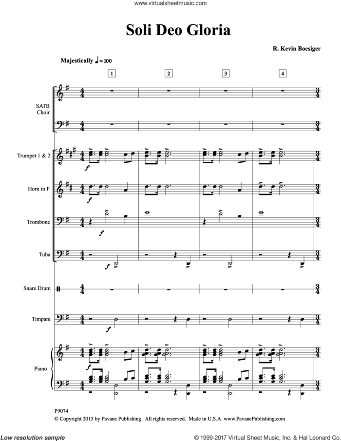 Soli Deo Gloria (COMPLETE) sheet music for orchestra/band by R. Kevin Boesiger, intermediate skill level