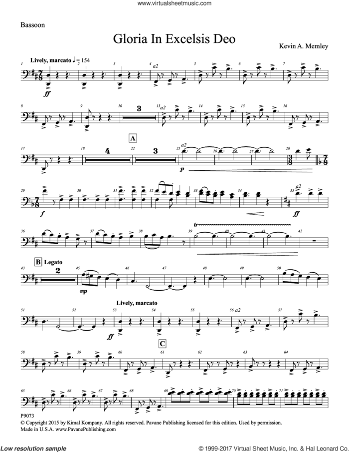 Gloria in Excelsis Deo (Full Orchestration Parts) (complete set of parts) sheet music for orchestra/band by Kevin A. Memley, intermediate skill level
