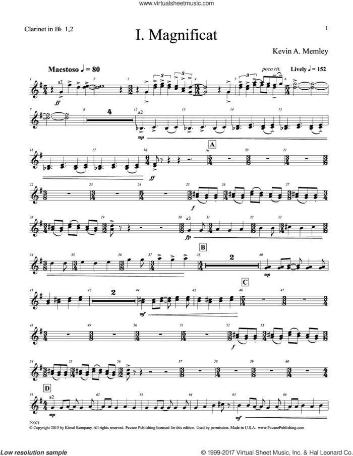 Magnificat (Full Orchestra) (Parts) (complete set of parts) sheet music for orchestra/band by Kevin A. Memley, intermediate skill level