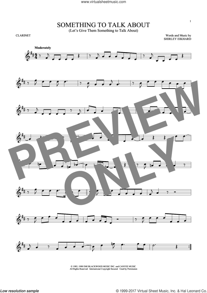 Something To Talk About (Let's Give Them Something To Talk About) sheet music for clarinet solo by Bonnie Raitt and Shirley Eikhard, intermediate skill level