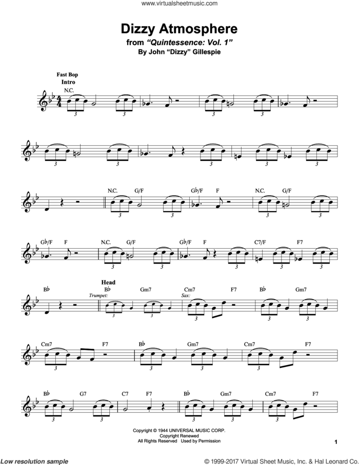 Dizzy Atmosphere sheet music for tenor saxophone solo (transcription) by Stan Getz, Charlie Parker and Dizzy Gillespie, intermediate tenor saxophone (transcription)