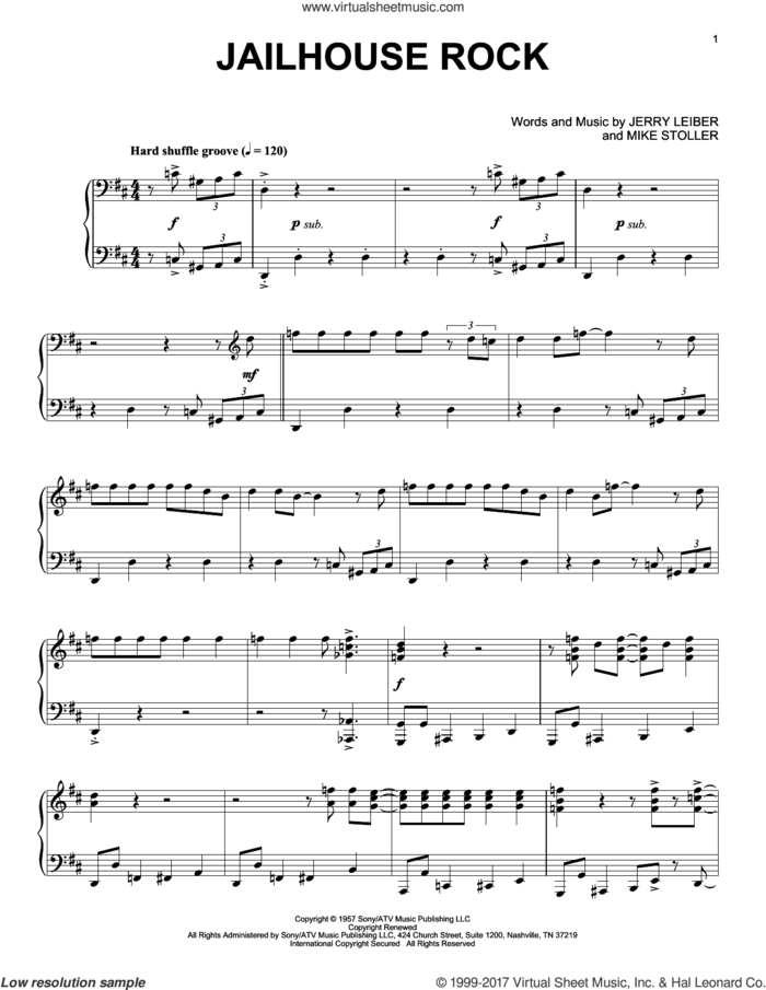 Jailhouse Rock [Jazz version] sheet music for piano solo by Elvis Presley, Jerry Leiber and Mike Stoller, intermediate skill level