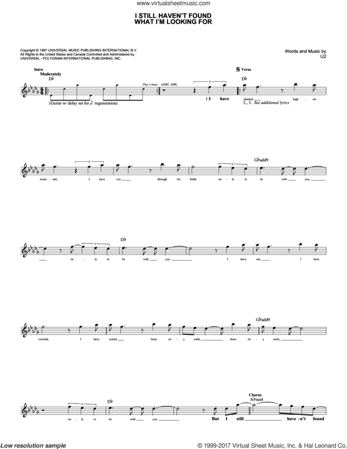 I Still Haven't Found What I'm Looking For sheet music for voice and other instruments (fake book) by U2 and David Cook, intermediate skill level