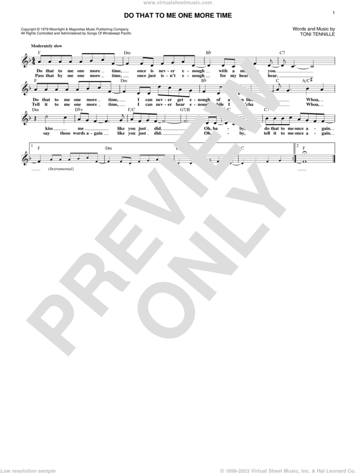 Do That To Me One More Time sheet music for voice and other instruments (fake book) by Captain & Tennille and Toni Tennille, intermediate skill level