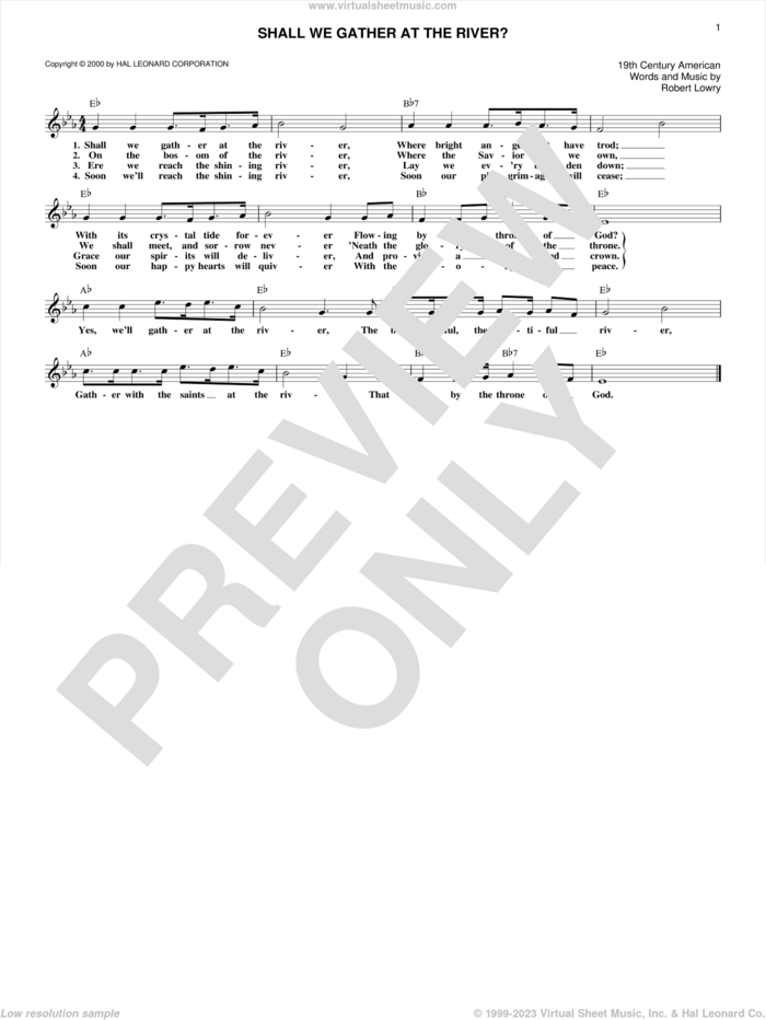 Shall We Gather At The River? sheet music for voice and other instruments (fake book) by Robert Lowry, intermediate skill level