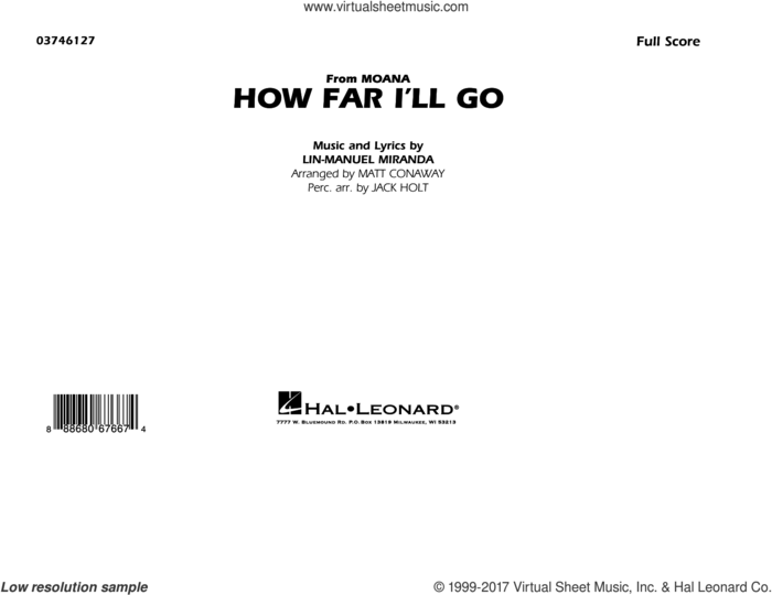 How Far I'll Go (from Moana) (COMPLETE) sheet music for marching band by Lin-Manuel Miranda, Alessia Cara, Jack Holt and Matt Conaway, intermediate skill level