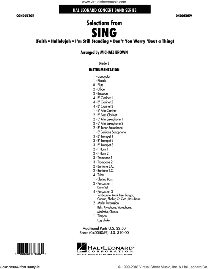 Selections from Sing (COMPLETE) sheet music for concert band by Michael Brown, intermediate skill level
