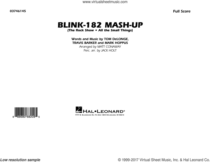 Blink-182 Mash-Up (COMPLETE) sheet music for marching band by Matt Conaway, Blink-182 and Jack Holt, intermediate skill level