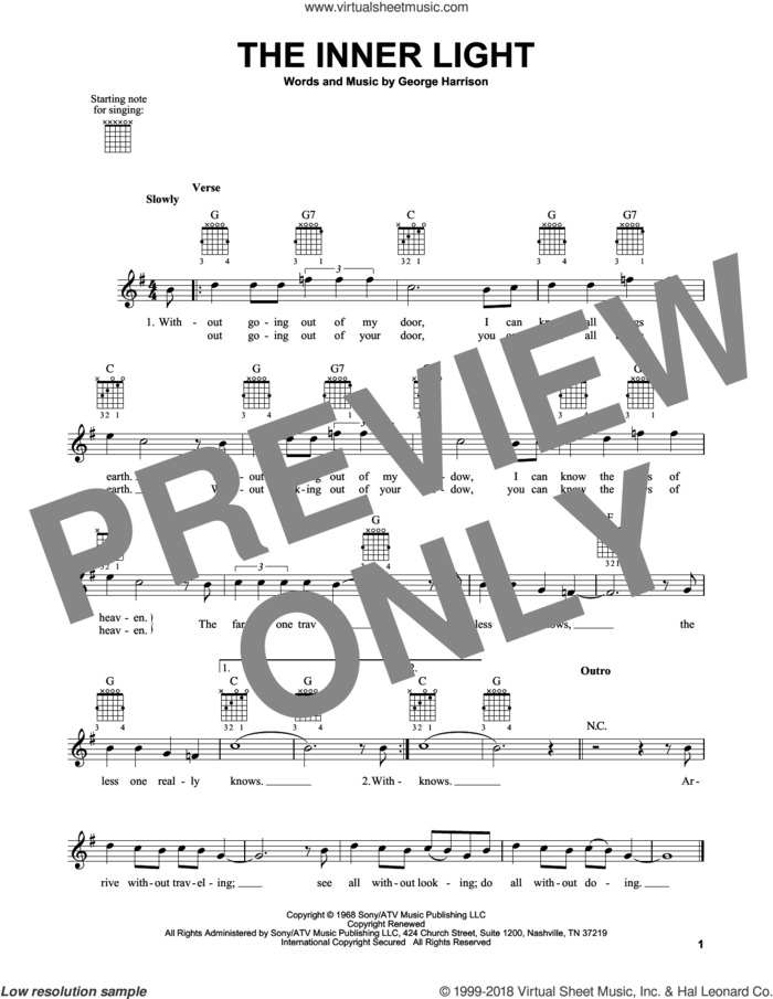 The Inner Light sheet music for guitar solo (chords) by The Beatles and George Harrison, easy guitar (chords)