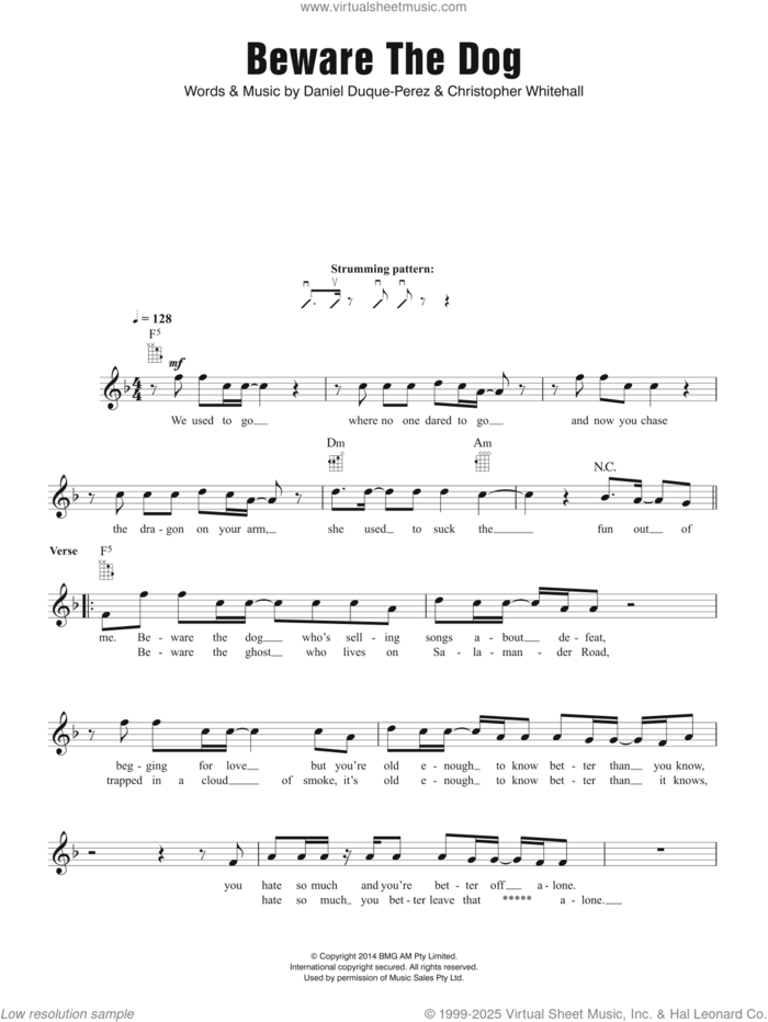 Beware The Dog sheet music for ukulele by The Griswolds, Christopher Whitehall and Daniel Duque-Perez, intermediate skill level