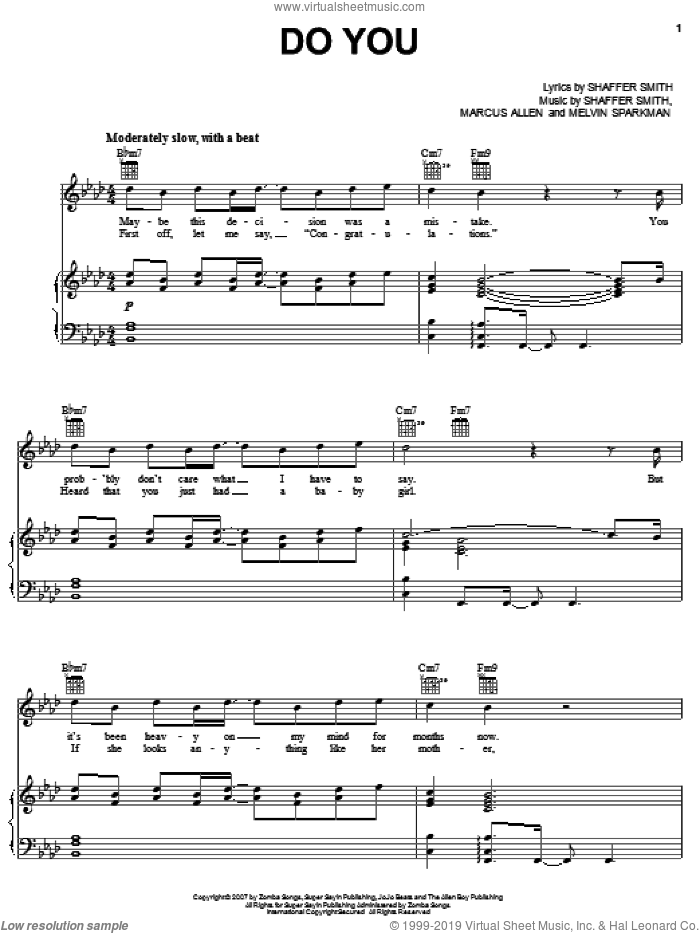 Do You sheet music for voice, piano or guitar by Ne-Yo, Marcus Allen, Melvin Sparkman and Shaffer Smith, intermediate skill level