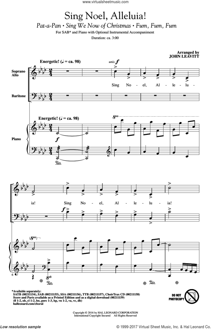 Sing Noel, Alleluia! sheet music for choir (SAB: soprano, alto, bass) by John Leavitt, intermediate skill level