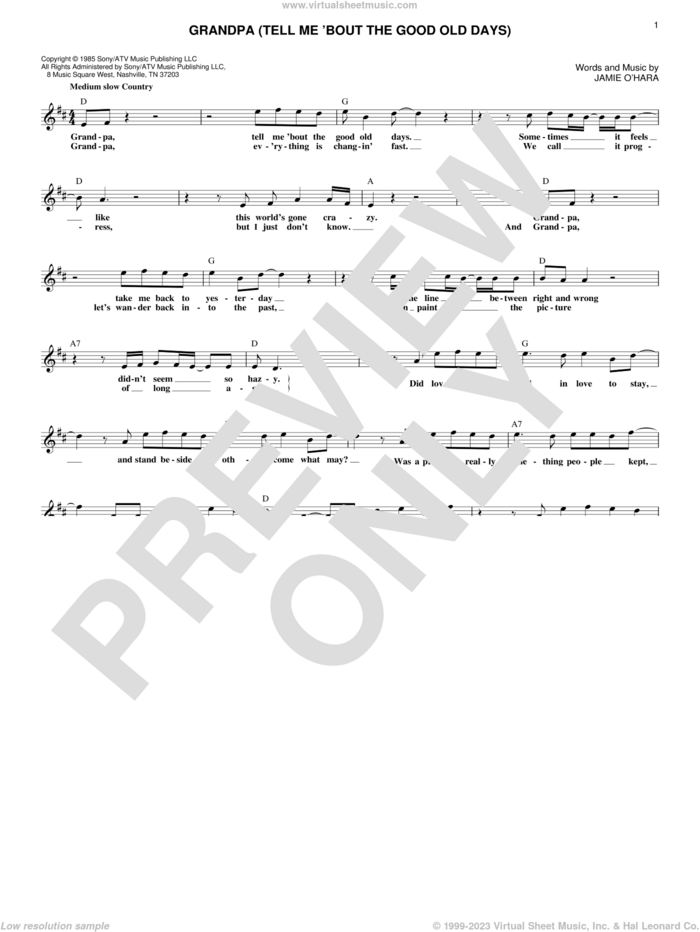 Grandpa (Tell Me 'Bout The Good Old Days) sheet music for voice and other instruments (fake book) by The Judds, intermediate skill level