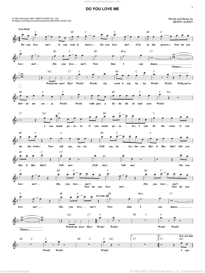 Do You Love Me sheet music for voice and other instruments (fake book) by The Contours, The Dave Clark Five and Berry Gordy Jr., intermediate skill level