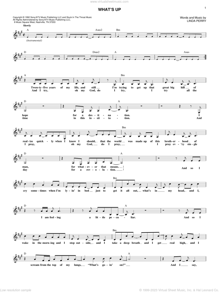 What's Up sheet music for voice and other instruments (fake book) by 4 Non Blondes, D. J. Miko and Linda Perry, intermediate skill level