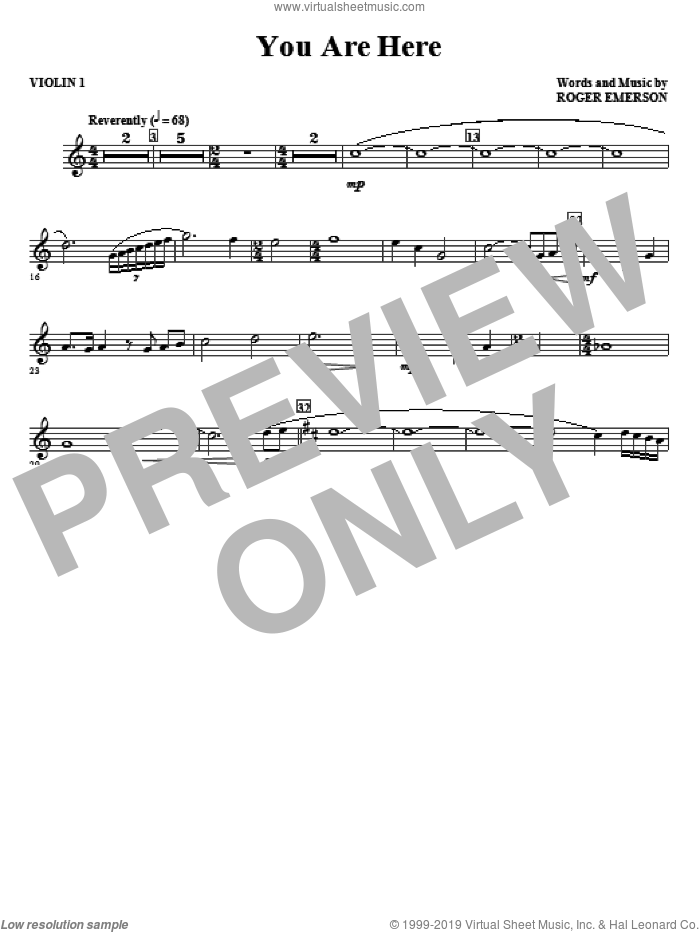 You Are Here (complete set of parts) sheet music for orchestra/band (Strings) by Roger Emerson, intermediate skill level