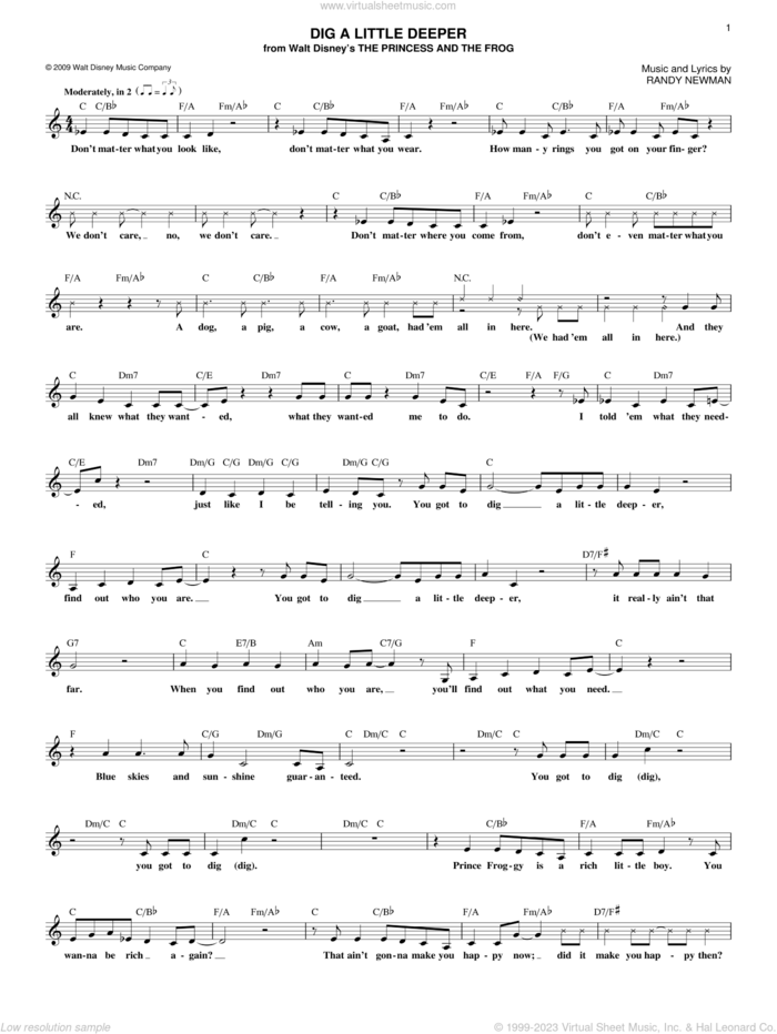 Dig A Little Deeper sheet music for voice and other instruments (fake book) by Randy Newman, intermediate skill level