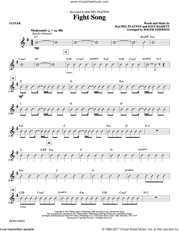 Fight Song (arr. Roger Emerson) (complete set of parts) sheet music for orchestra/band by Roger Emerson, Dave Bassett and Rachel Platten, intermediate skill level